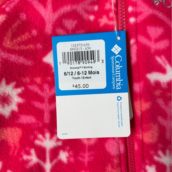 NWT Infant girls Columbia Snowtop Zip-up Bunting - Picture 6 of 6